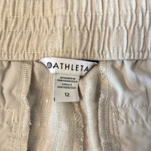 Athleta Voyager Linen Pant #586941 Natural Tan Size 12 - Picture 7 of 11
